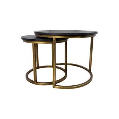 HSM Collection salontafel Finnley rond (2 stuks) - zwart/goud