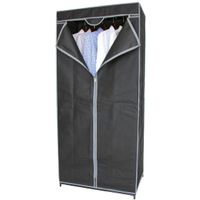 Mobiele kledingkast met hang stang - opvouwbaar - grijs - 70 x 45 x 160 cm