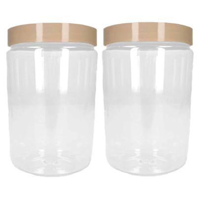 Plasticforte Voorraadpot - 2x - bewaarpot - 450 ml - kunststof - beige - 7 x 13 cm