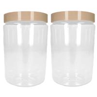 Plasticforte Voorraadpot - 2x - bewaarpot - 450 ml - kunststof - beige - 7 x 13 cm
