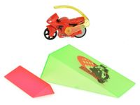 Toi Toys mini motor turbo racers met schans 3 delig groen/rood - thumbnail