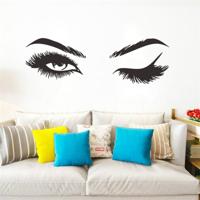 2 stks/set make-up winkel Beauty Studio decoratie persoonlijkheid wenkbrauw muur sticker grootte: 57x19cm (zwart)
