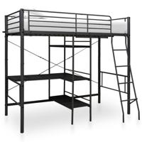 Stapelbedframe met tafel metaal zwart 90x200 cm Stapelbedframe met tafel metaal zwart 90x200 cm