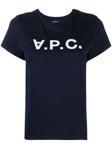 A.P.C. t-shirt à logo imprimé - Bleu