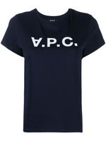 A.P.C. t-shirt à logo imprimé - Bleu