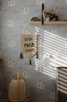 Behang Ships Rol Blauw Behang Ships Rol Blauw
