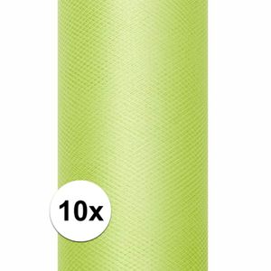 10x rollen tule stof licht groen 0,15 x 9 meter