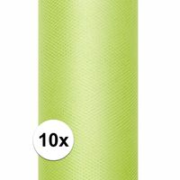 10x rollen tule stof licht groen 0,15 x 9 meter