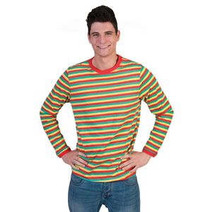 Heren shirt Dorus gestreept in carnavalskleuren 2XL  -