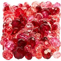 Creativ Company Facet kralen, afm 4-12 mm, gatgrootte 1-2,5 mm, ca. 860 stuk, rode harmonie, 250 gr/ 1 doos