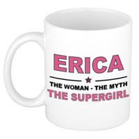 Erica cadeau mok - Woman Myth Supergirl - naam koffiemok - 300 ml - collega - moederdag