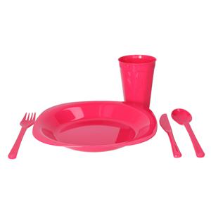 Plasticforte Servies set - 31-delig - roze - kunststof - herbruikbaar - BPA-vrij - picknick servies