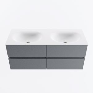 MONDIAZ VICA 120cm badmeubel onderkast Plata 4 lades. Wastafel MOON dubbel 2 kraangaten, kleur Talc.