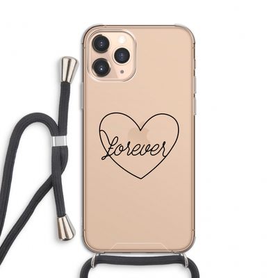 Forever heart black: iPhone 11 Pro Transparant Hoesje met koord