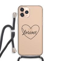Forever heart black: iPhone 11 Pro Transparant Hoesje met koord