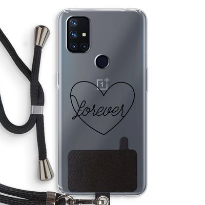 Forever heart black: OnePlus Nord N10 5G Transparant Hoesje met koord
