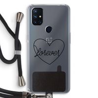 Forever heart black: OnePlus Nord N10 5G Transparant Hoesje met koord