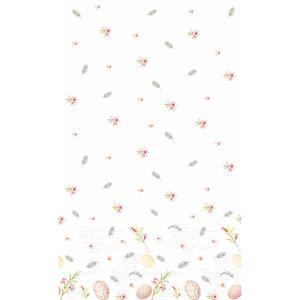 Pasen tafelkleed/tafellaken paaseieren wit/roze 138 x 220 cm