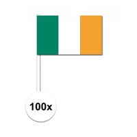 100x Ierland decoratie papieren zwaaivlaggetjes   -
