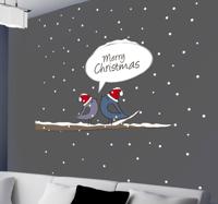 Sticker vogels kerst Merry Christmas