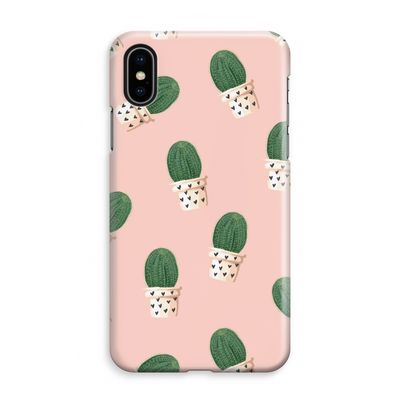 Cactusprint roze: iPhone XS Max Volledig Geprint Hoesje
