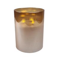 Led Glass Gold 3 Flame with white wax m