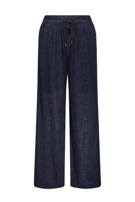 Like Flo zomer broek meisjes - navy blauw - broderie anglaise - Fenna