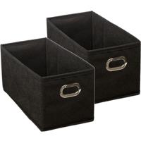 Opbergmand/kastmand - Set van 2x stuks - zwart - linnen - 7 liter - 31 x 15 x 15 cm - Opbergbox - Va