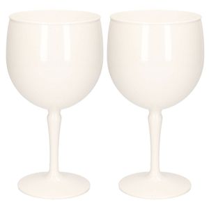 2x stuks onbreekbaar gin tonic glas wit kunststof 40 cl/400 ml - Cocktailglazen