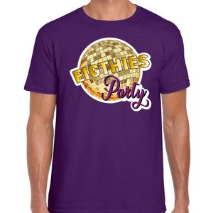 Disco eighties party feest t-shirt paars voor heren