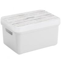 Sunware opslagbox - 13 liter - wit - kunststof - 35 x 25 x 18 cm - met afsluitbare deksel