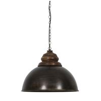 Hanglamp Leia zwart zink+kop hout bruin