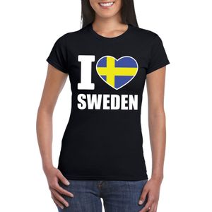 Zwart I love Zweden fan shirt dames