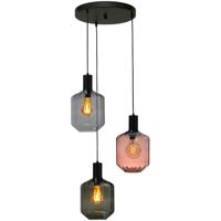 Masterlight 3-lichts vide hanglamp - zwart -Porto met Jagger glazen - 2712-05-05-35-3-901