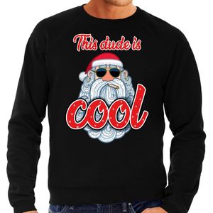 Foute kerstborrel trui / kersttrui this dude is cool / stoere santa zwart voor heren 2XL (56)  -