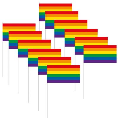 Zwaaivlaggetjes - 30x - handvlaggetjes regenboog - 12 x 30 cm - met stokje - Pride