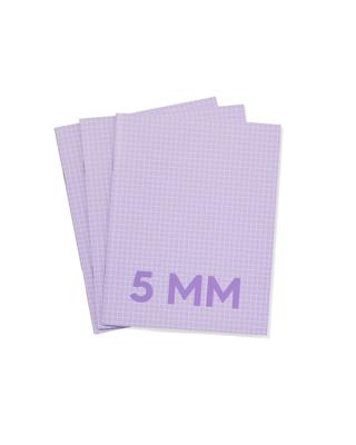 HEMA Schriften Lila A5 Geruit 5mm - 3 Stuks