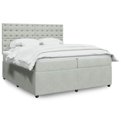 Boxspring met matras fluweel lichtgrijs 200x200 cm