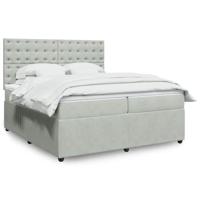 Boxspring met matras fluweel lichtgrijs 200x200 cm