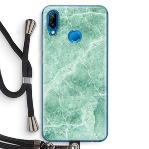 Groen marmer: Huawei P20 Lite Transparant Hoesje met koord