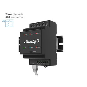 Shelly Pro 3 power relay Zwart