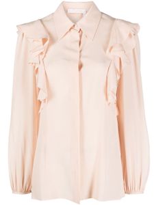 Chloé blouse en soie à volants - Rose