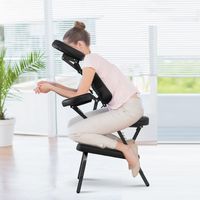 Massagestoel Inklapbaar Tattoostoel in Hoogte Verstelbaar Therapiestoel Draagbaar Klapmassagestoel met Draagtas Zwart - thumbnail