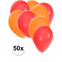 50x ballonnen - 27 cm - rood / oranje versiering - thumbnail