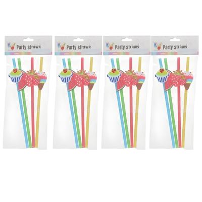 Gerimport Cocktail feest rietjes - herbruikbaar - kunststof - 16x stuks - gekleurd - leuke decoratie