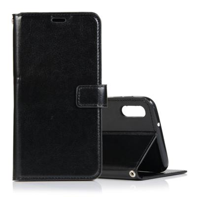 Crazy Horse textuur horizontale Flip lederen tas met houder & card slots & portemonnee & fotolijst voor Galaxy A10 (zwart)