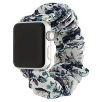 Apple Watch Nylon Scrunchie Band - Wit Met Bladeren - 44, 45, 46 & 49mm Apple Watch Nylon Scrunchie Band - Wit Met Bladeren - 44, 45, 46 & 49mm
