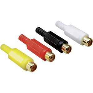 TRU COMPONENTS TC-2501073 Cinch-connector Koppeling, recht Aantal polen: 2 Mono Geel, Rood, Zwart, Wit 1 set(s)