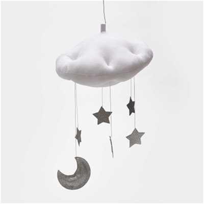 Baby kwekerij plafond mobiele partij decoratie wolken maan sterren opknoping decoraties Kids kamer decoratie voor baby bedden (wit zilver)