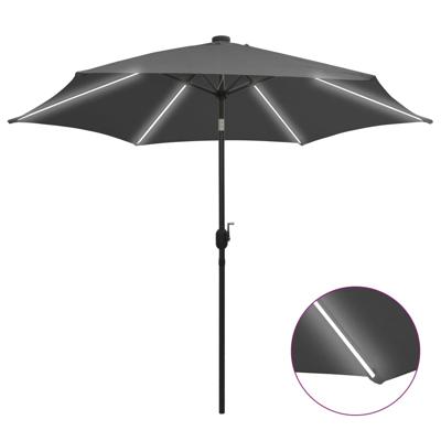 VidaXL Parasol met led-verlichting en aluminium paal 300 cm antraciet